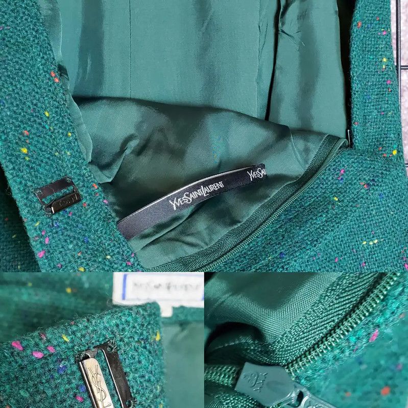 Yves Saint Laurent Yves Saint Laurent Green Embroidered Wool Skirt 0089 Size 29" - 7 Thumbnail