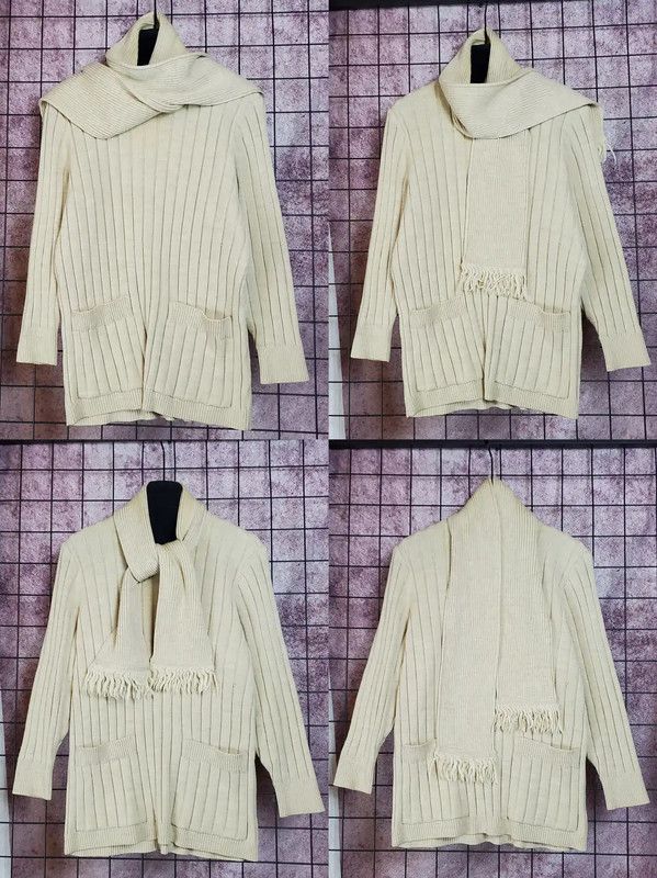 Yves Saint Laurent Yves Saint Laurent Women's Beige Wool Knit Sweater 0089 Size M / US 6-8 / IT 42-44 - 2 Thumbnail