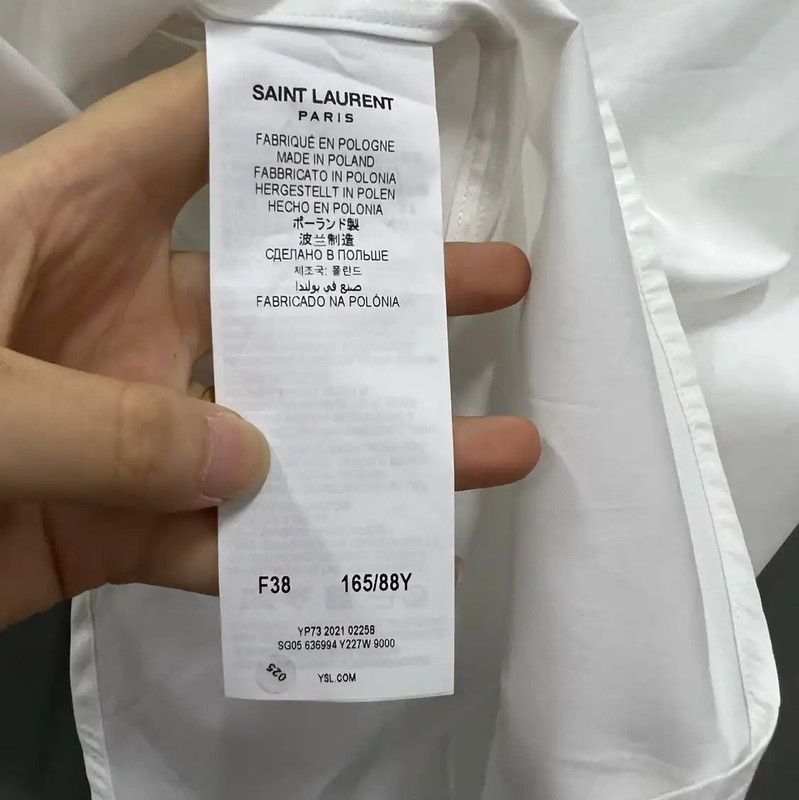 Yves Saint Laurent YSL Women's Spring Autumn White Cotton Long Sleeve Shirt 0089 Size ONE SIZE - 4 Thumbnail