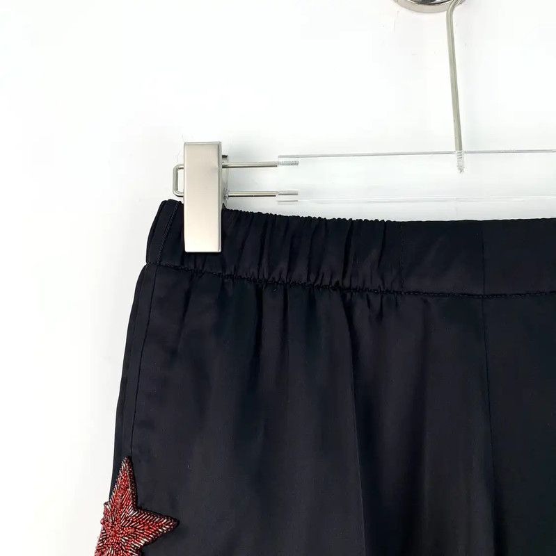 Yves Saint Laurent YSL Black Silk Women's Shorts with Star Details 0089 Size 22" - 3 Thumbnail