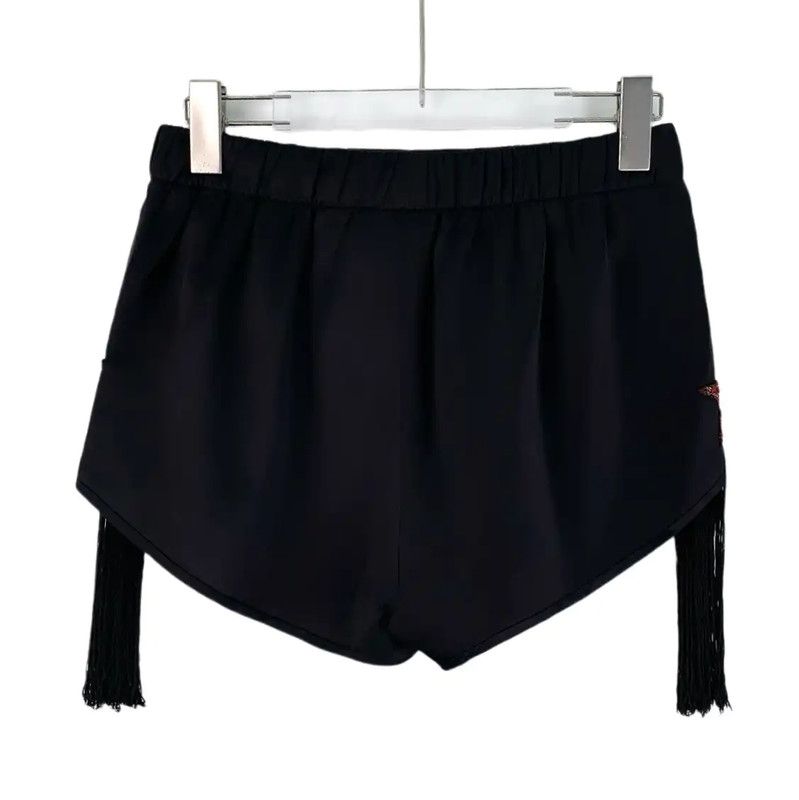 Yves Saint Laurent YSL Black Silk Women's Shorts with Star Details 0089 Size 22" - 2 Thumbnail