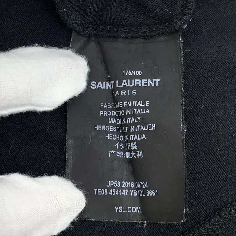 Yves Saint Laurent YSL Black Cotton Tee with Graphic Print 0089 Size L / US 10 / IT 46 - 7 Thumbnail