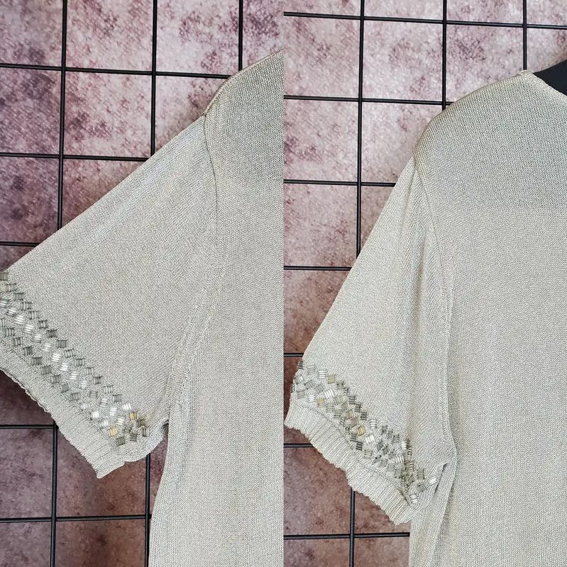 Yves Saint Laurent YSL Summer Light Gray Embroidered Short Sleeve Tee 0089 Size L / US 10 / IT 46 - 5 Thumbnail