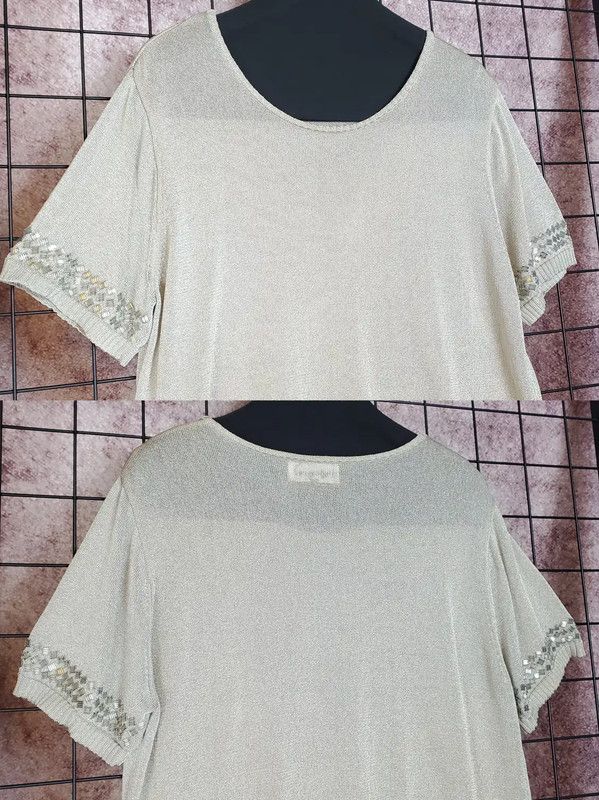 Yves Saint Laurent YSL Summer Light Gray Embroidered Short Sleeve Tee 0089 Size L / US 10 / IT 46 - 3 Thumbnail