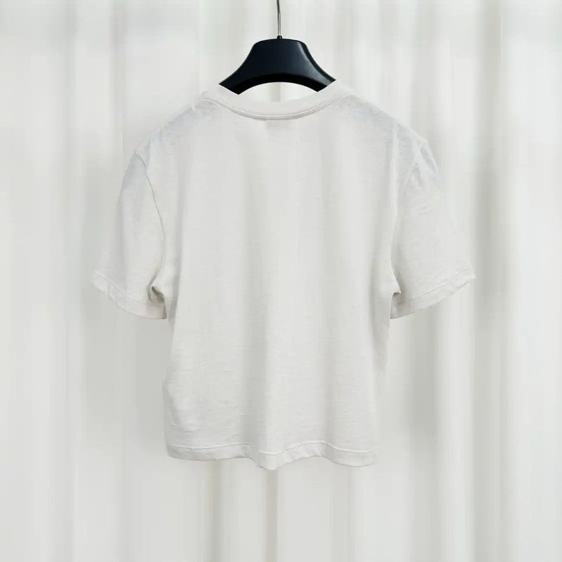 Yves Saint Laurent YSL Summer White Cotton Embroidered Logo T-Shirt 0089 Size S / US 4 / IT 40 - 2 Thumbnail