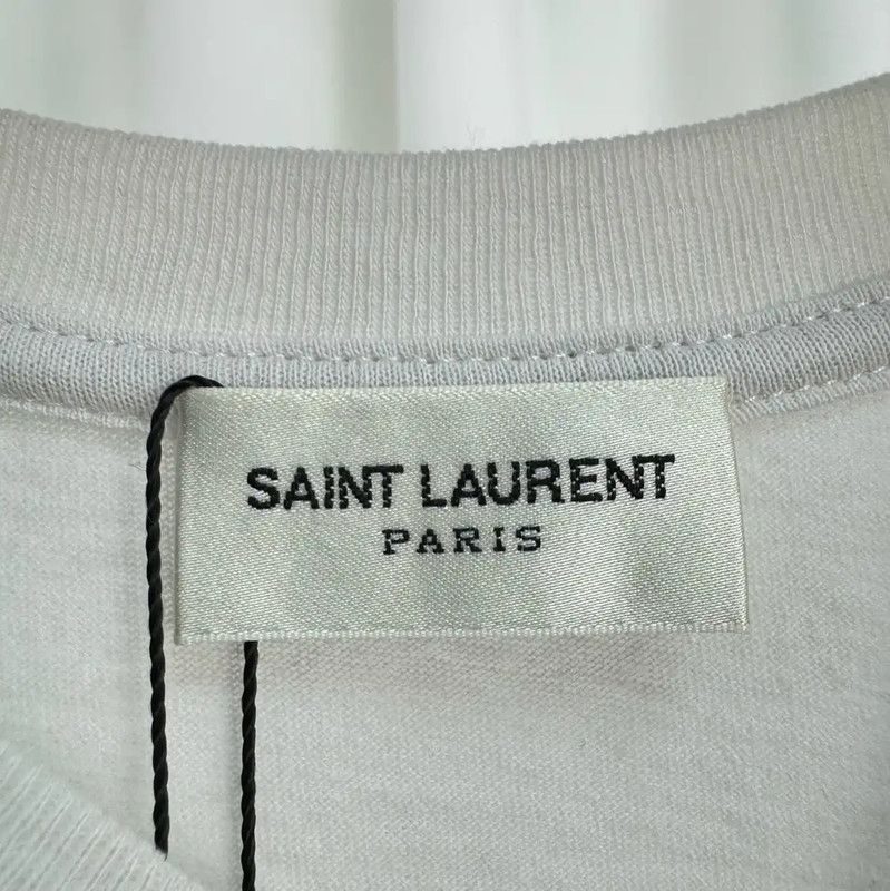 Yves Saint Laurent YSL Summer White Cotton Embroidered Logo T-Shirt 0089 Size S / US 4 / IT 40 - 5 Thumbnail