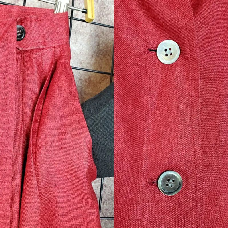 Yves Saint Laurent YSL Red Linen Midi Skirt for Summer 0089 Size 29" - 5 Thumbnail