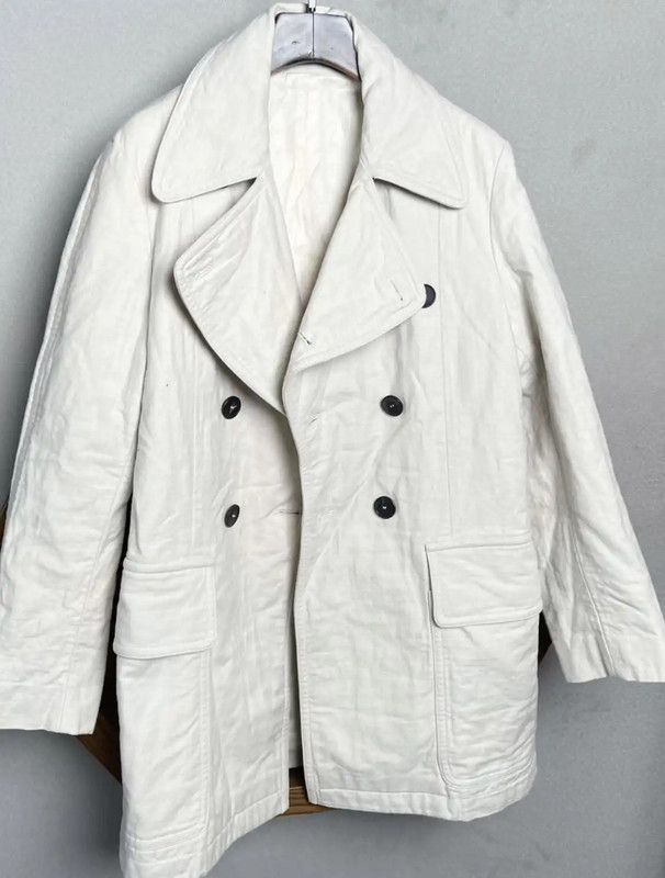 Yves Saint Laurent YSL White Cotton Women's Coat 0089 Size ONE SIZE - 4 Thumbnail
