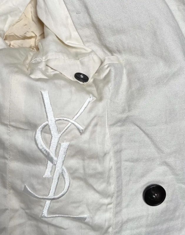 Yves Saint Laurent YSL White Cotton Women's Coat 0089 Size ONE SIZE - 5 Thumbnail
