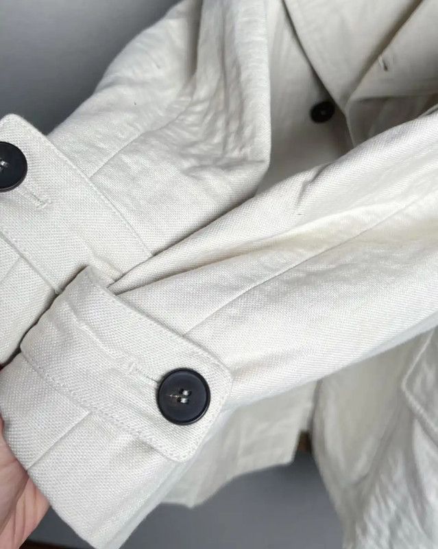 Yves Saint Laurent YSL White Cotton Women's Coat 0089 Size ONE SIZE - 2 Thumbnail