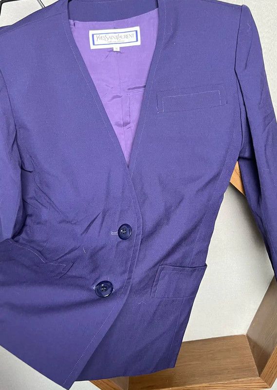 Yves Saint Laurent Yves Saint Laurent Purple Wool Cardigan for Women 0089 Size S / US 4 / IT 40 - 4 Thumbnail