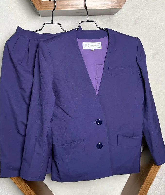 Yves Saint Laurent Yves Saint Laurent Purple Wool Cardigan for Women 0089 Size S / US 4 / IT 40 - 3 Thumbnail