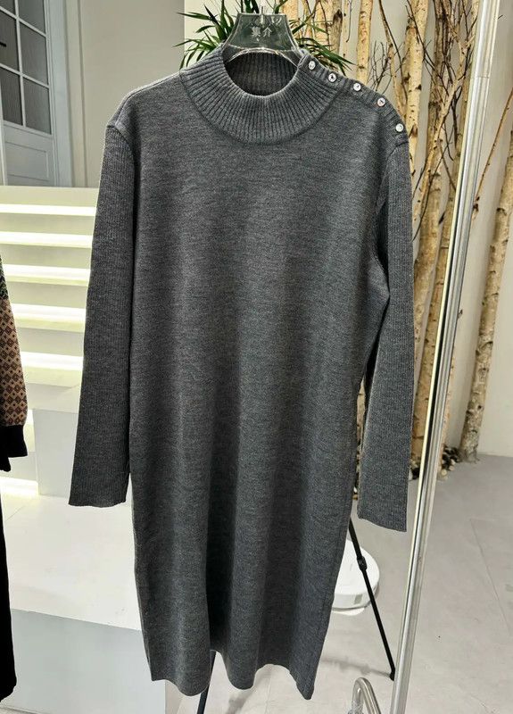 Yves Saint Laurent YSL Gray Wool Women's Dress Size L 0089 Size L / US 10 / IT 46 - 5 Thumbnail