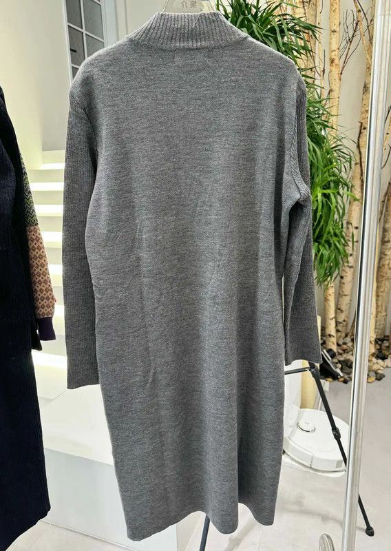 Yves Saint Laurent YSL Gray Wool Women's Dress Size L 0089 Size L / US 10 / IT 46 - 7 Thumbnail