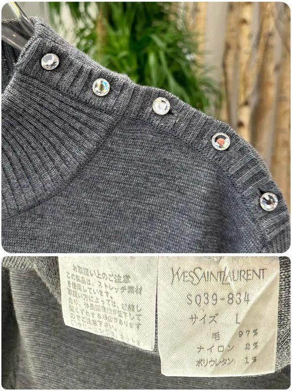 Yves Saint Laurent YSL Gray Wool Women's Dress Size L 0089 Size L / US 10 / IT 46 - 8 Thumbnail