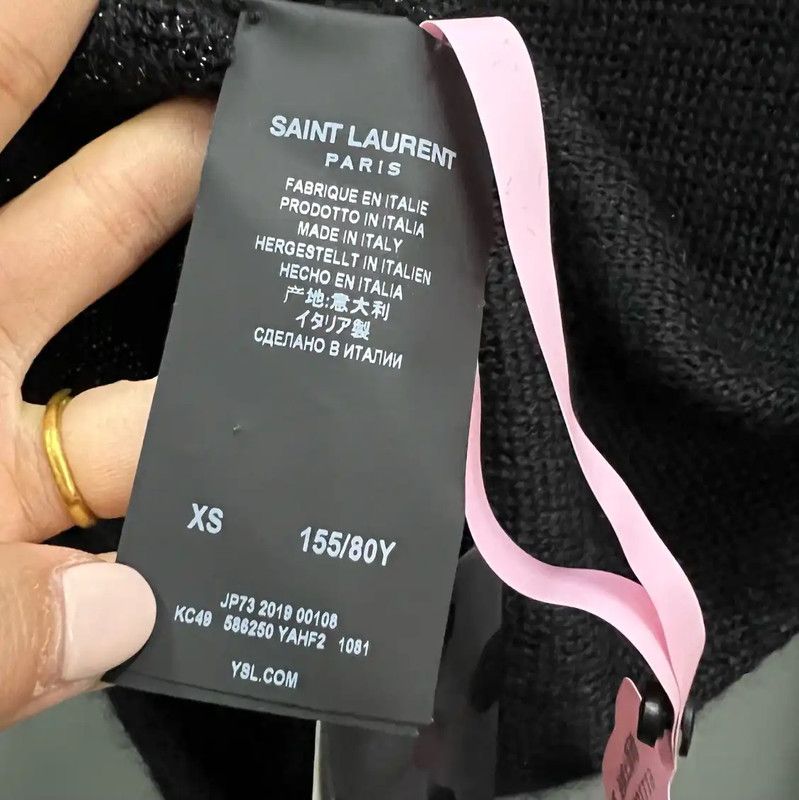 Yves Saint Laurent YSL Black Wool Long Sleeve Sweater for Women 0089 Size XS / US 0-2 / IT 36-38 - 4 Thumbnail