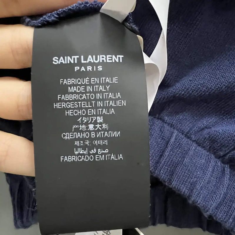 Yves Saint Laurent YSL Blue Logo Cropped T-Shirt for Summer 0089 Size XS / US 0-2 / IT 36-38 - 4 Thumbnail