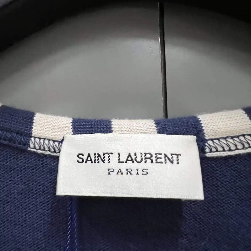 Yves Saint Laurent YSL Blue Logo Cropped T-Shirt for Summer 0089 Size XS / US 0-2 / IT 36-38 - 2 Thumbnail