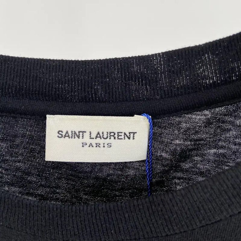Yves Saint Laurent YSL Summer Black Cotton T-Shirt for Women 0089 Size S / US 4 / IT 40 - 5 Thumbnail