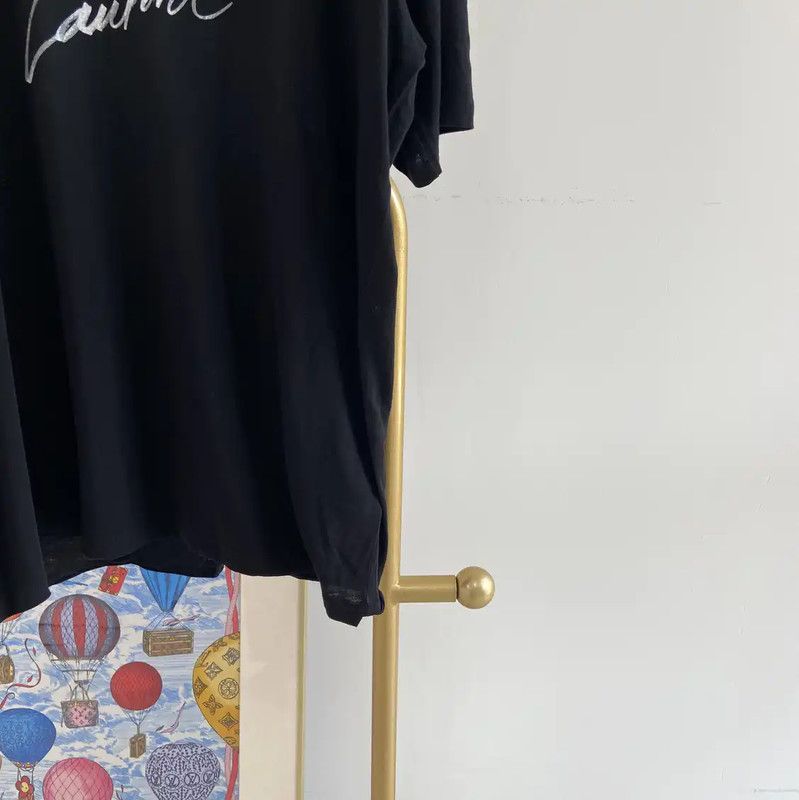 Yves Saint Laurent YSL Summer Black Cotton T-Shirt for Women 0089 Size S / US 4 / IT 40 - 4 Thumbnail