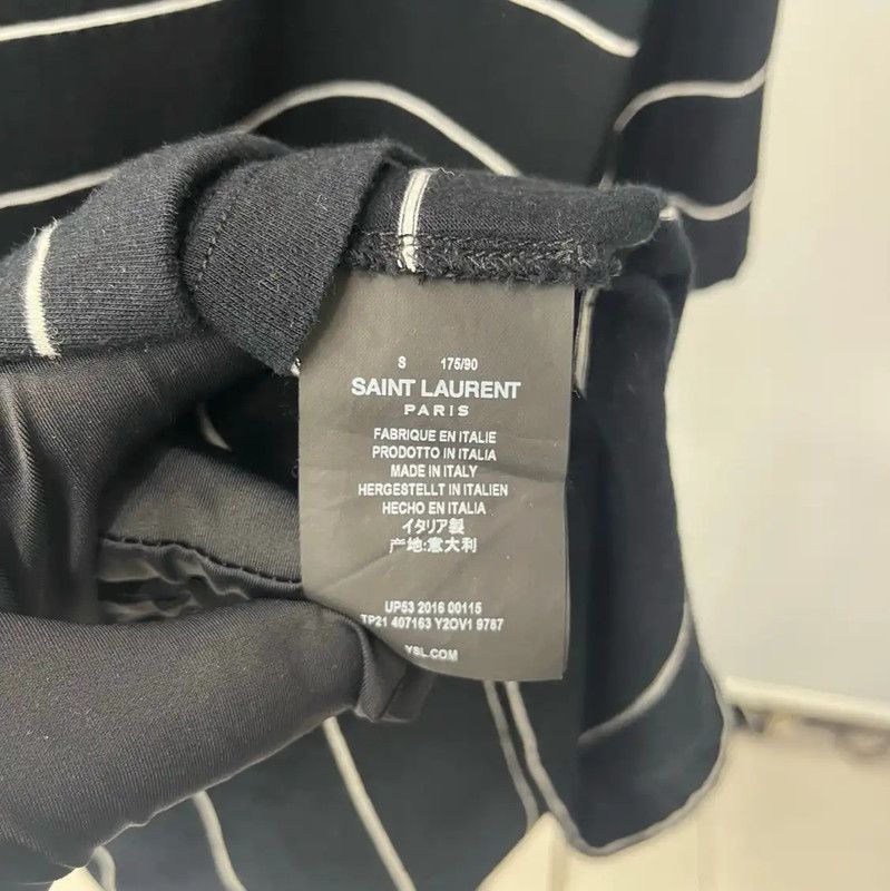Yves Saint Laurent YSL Black Striped Cotton T-Shirt for Women 0089 Size S / US 4 / IT 40 - 4 Thumbnail