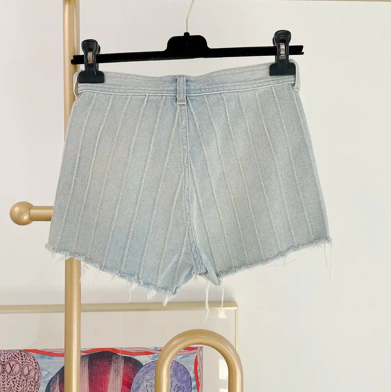 Yves Saint Laurent YSL Summer Blue Cotton Women's Shorts 0089 Size 23" - 2 Thumbnail