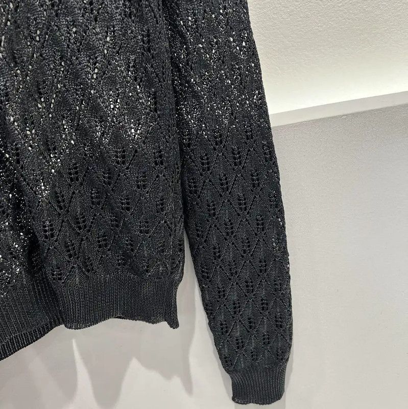 Yves Saint Laurent YSL Black Knit Long Sleeve Sweater for Women 0089 Size S / US 4 / IT 40 - 3 Thumbnail