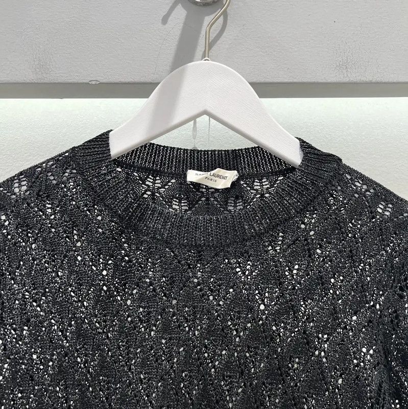 Yves Saint Laurent YSL Black Knit Long Sleeve Sweater for Women 0089 Size S / US 4 / IT 40 - 2 Thumbnail