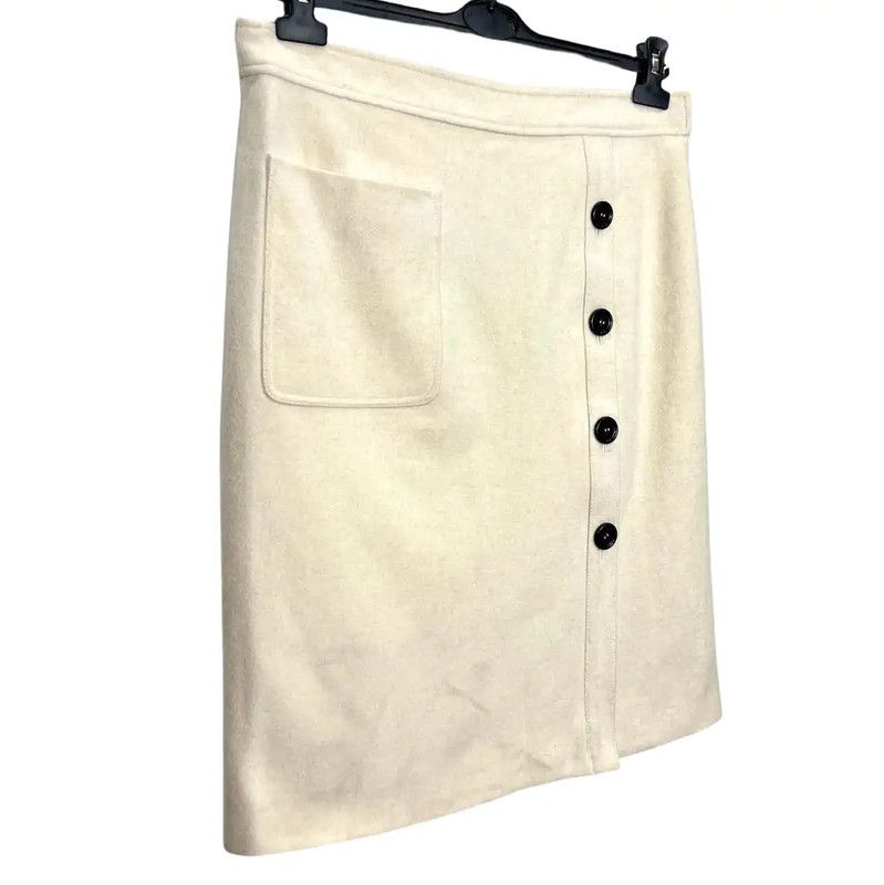 Yves Saint Laurent YSL Cream Cashmere A-Line Skirt 0089 Size 40" / US 18 - 2 Thumbnail