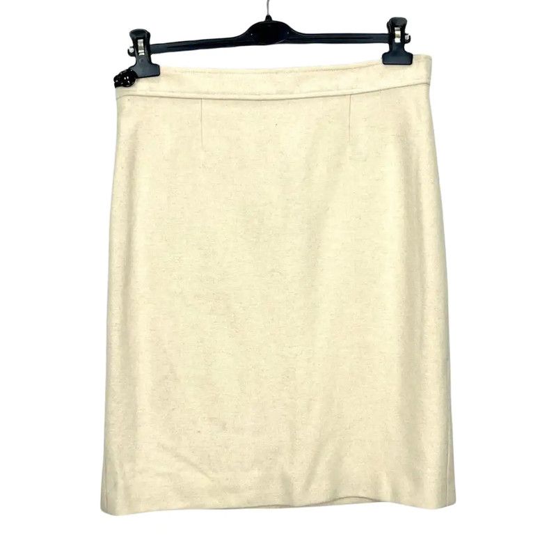 Yves Saint Laurent YSL Cream Cashmere A-Line Skirt 0089 Size 40" / US 18 - 4 Thumbnail