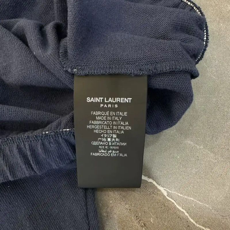 Yves Saint Laurent YSL Summer Deep Blue Cotton Tee 0089 Size L / US 10 / IT 46 - 5 Thumbnail