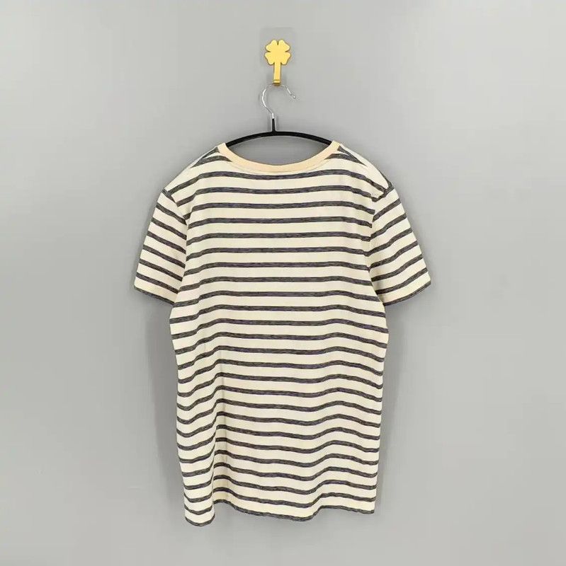Yves Saint Laurent YSL Striped Cotton T-Shirt in Beige 0089 Size XS / US 0-2 / IT 36-38 - 2 Thumbnail