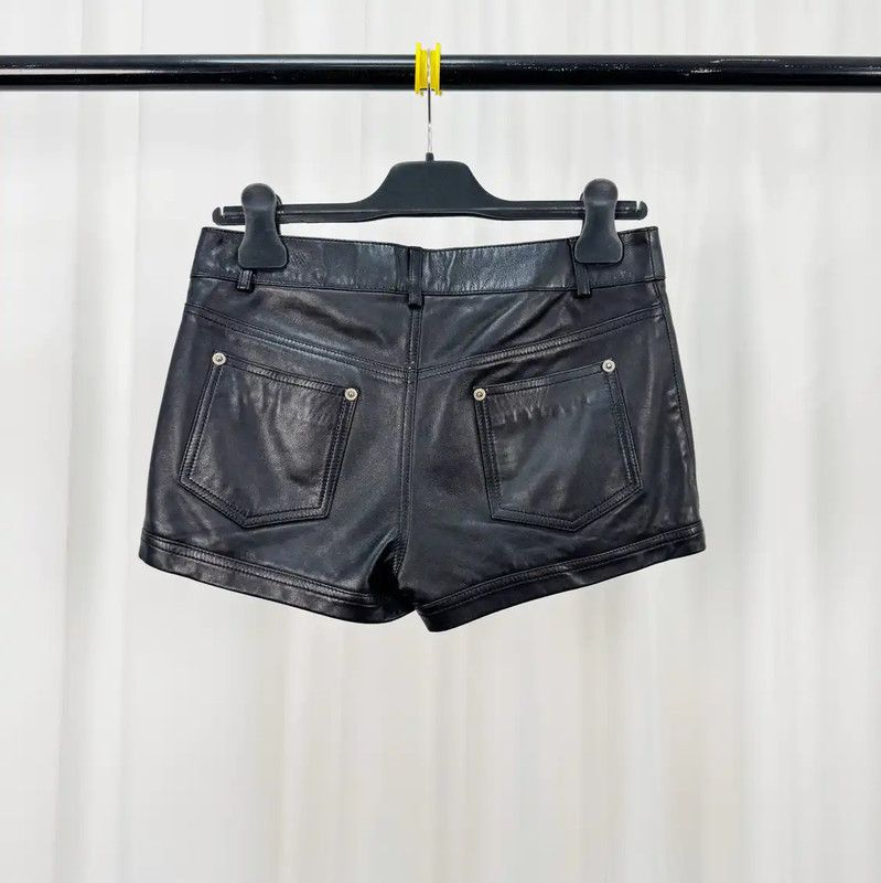 Yves Saint Laurent YSL Black Leather Summer Shorts for Women 0089 Size 22" - 2 Thumbnail