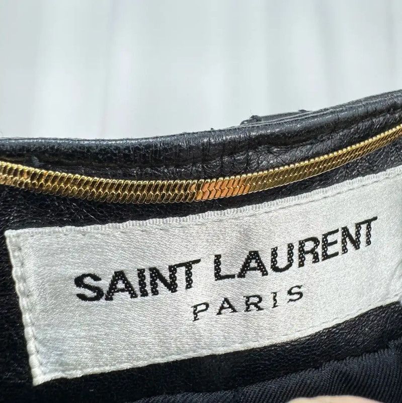 Yves Saint Laurent YSL Black Leather Summer Shorts for Women 0089 Size 22" - 5 Thumbnail