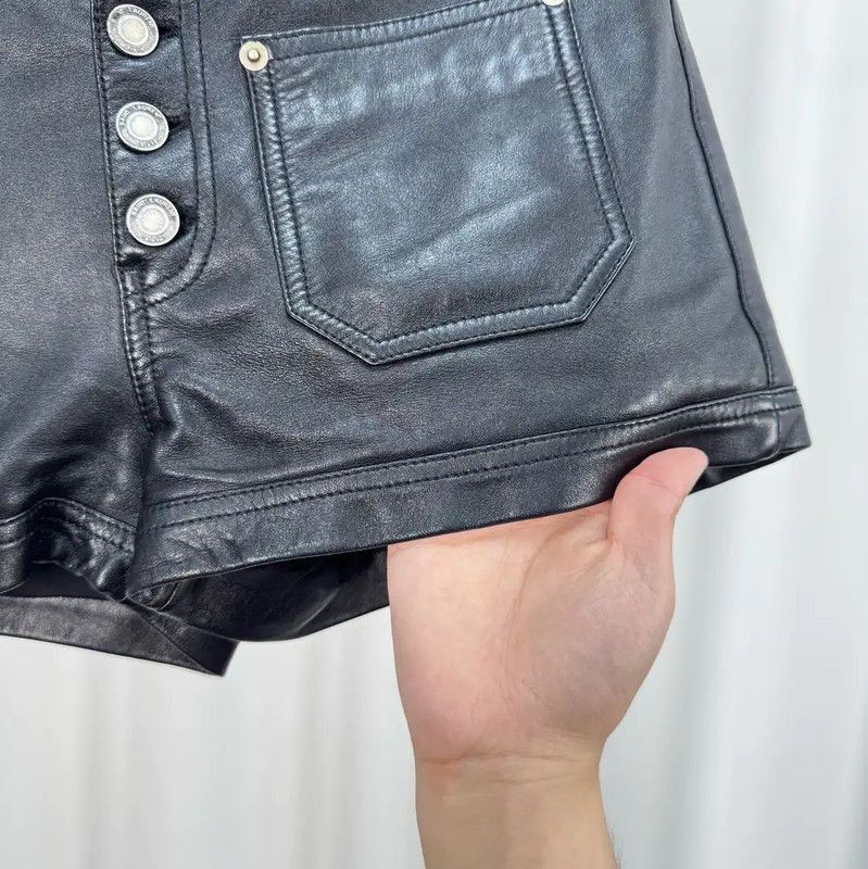 Yves Saint Laurent YSL Black Leather Summer Shorts for Women 0089 Size 22" - 4 Thumbnail