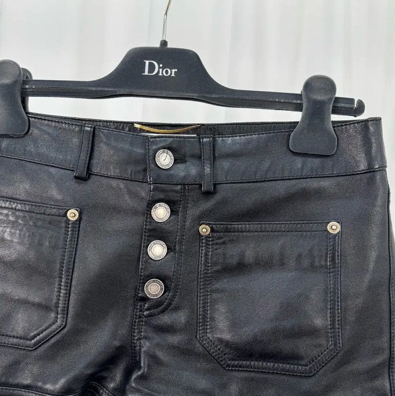 Yves Saint Laurent YSL Black Leather Summer Shorts for Women 0089 Size 22" - 3 Thumbnail