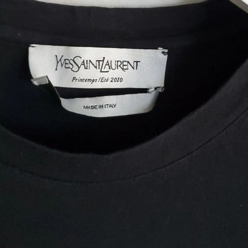 Yves Saint Laurent YSL Black Cotton Logo Short Sleeve T-Shirt 0089 Size S / US 4 / IT 40 - 4 Thumbnail