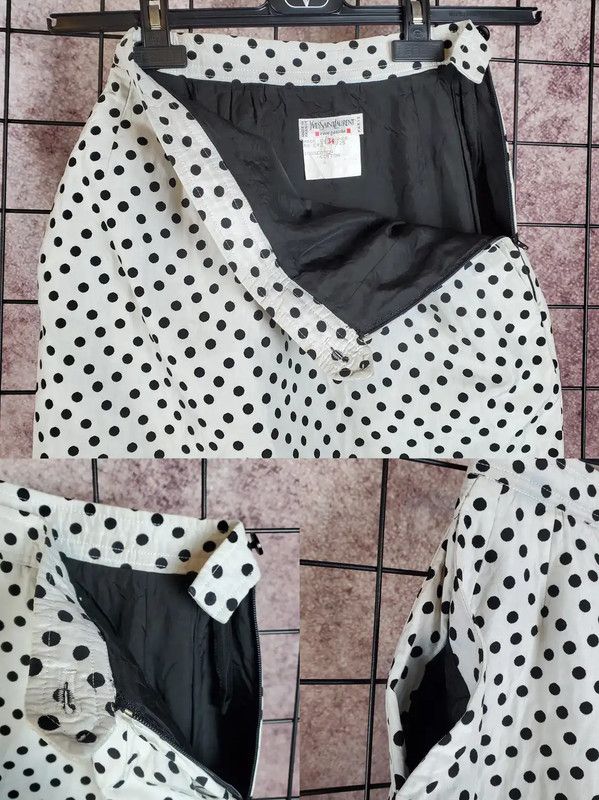 Yves Saint Laurent YSL White Polka Dot Mini Skirt 0089 Size 22" - 3 Thumbnail