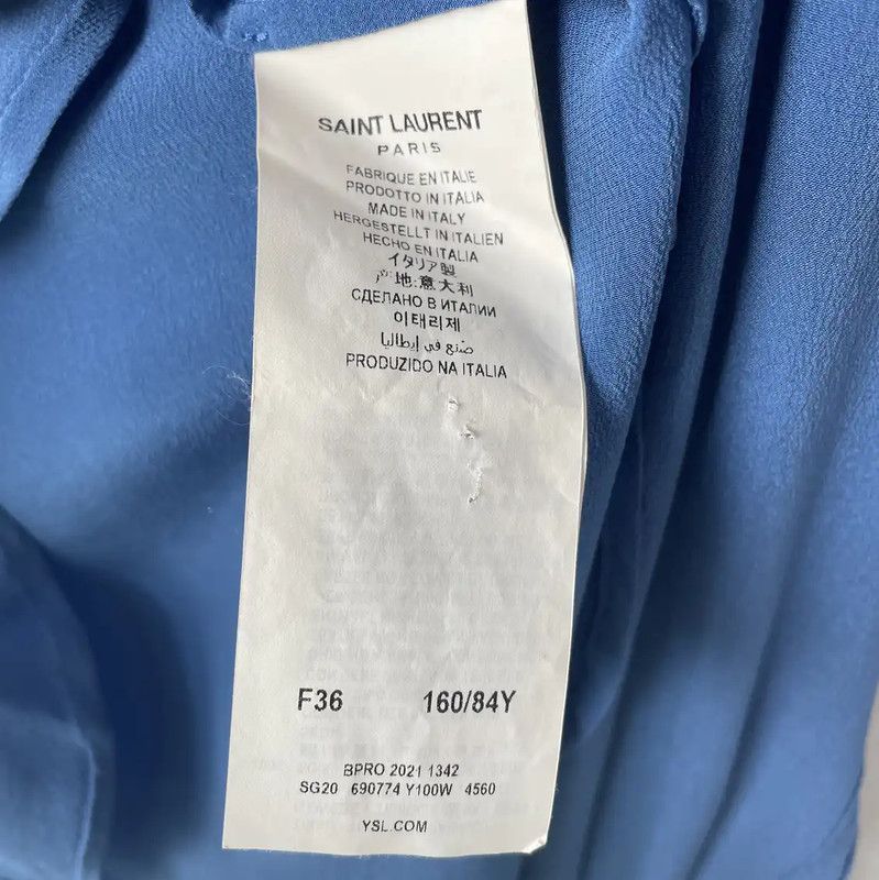 Yves Saint Laurent YSL Blue Long Sleeve Women's Shirt 0089 Size S / US 4 / IT 40 - 5 Thumbnail