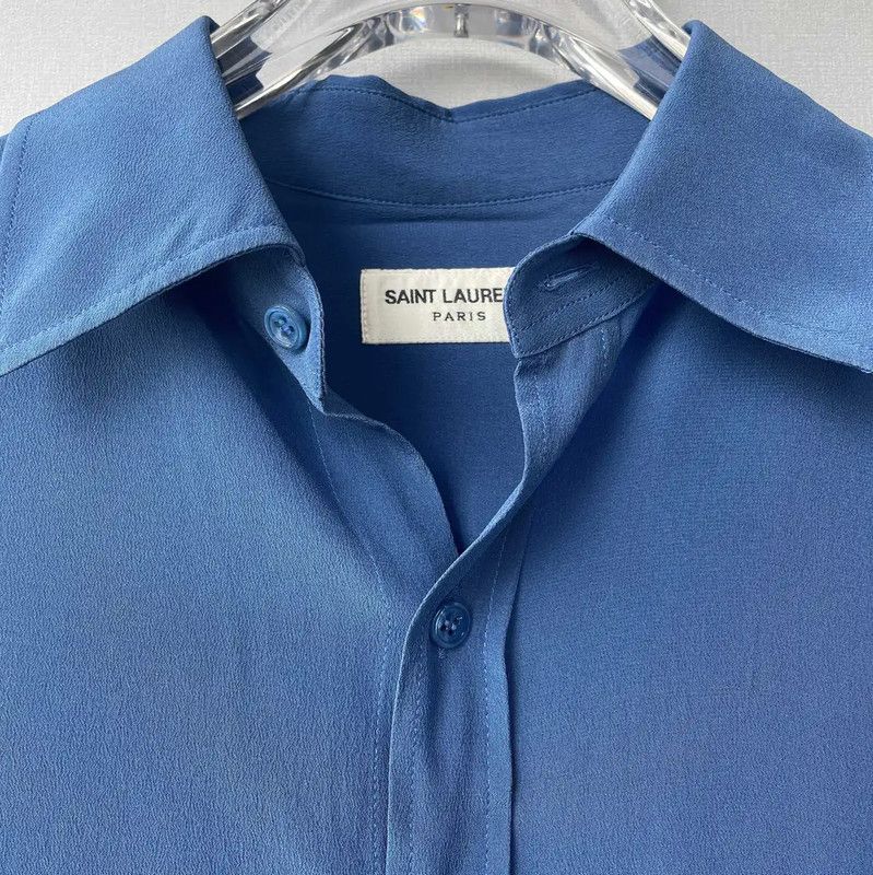 Yves Saint Laurent YSL Blue Long Sleeve Women's Shirt 0089 Size S / US 4 / IT 40 - 6 Thumbnail