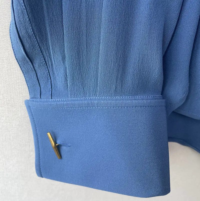 Yves Saint Laurent YSL Blue Long Sleeve Women's Shirt 0089 Size S / US 4 / IT 40 - 7 Thumbnail