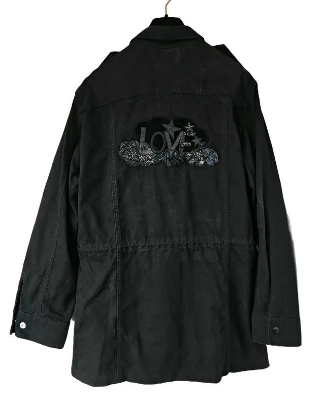 Yves Saint Laurent YSL Black Cotton Embroidered Long Coat 0089 Size M / US 6-8 / IT 42-44 - 2 Thumbnail