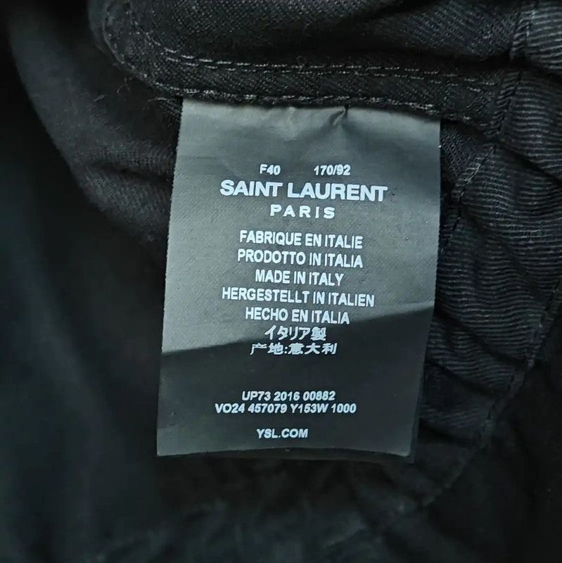 Yves Saint Laurent YSL Black Cotton Embroidered Long Coat 0089 Size M / US 6-8 / IT 42-44 - 6 Thumbnail
