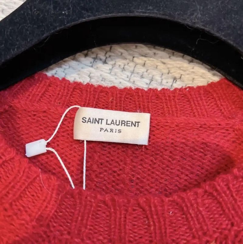 Yves Saint Laurent YSL Red Wool Long Sleeve Knit Sweater 0089 Size S / US 4 / IT 40 - 3 Thumbnail
