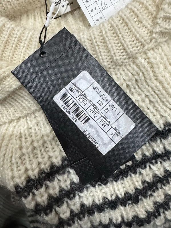 Yves Saint Laurent YSL White Wool Striped Sweater 0089 Size XS / US 0-2 / IT 36-38 - 4 Thumbnail