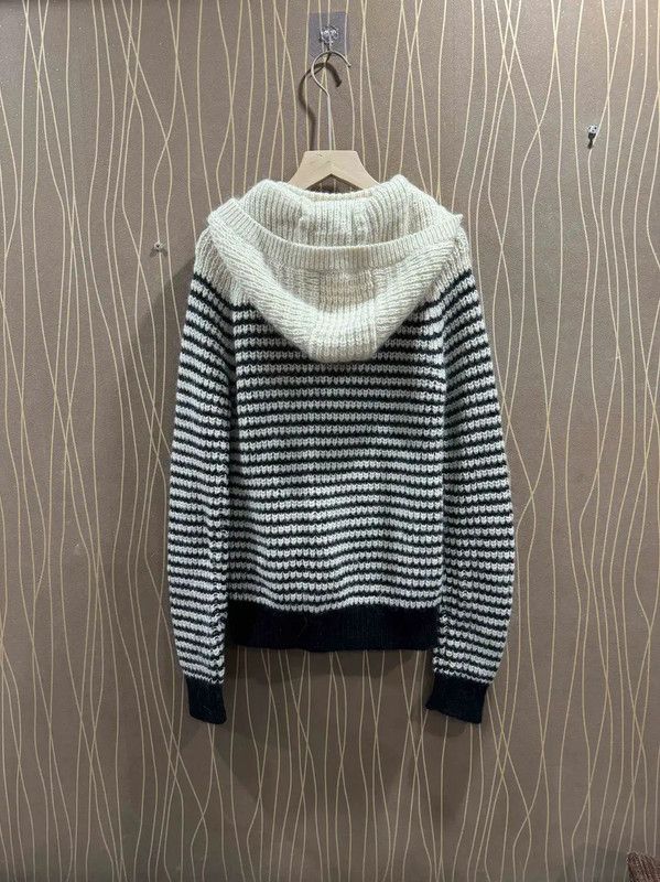 Yves Saint Laurent YSL White Wool Striped Sweater 0089 Size XS / US 0-2 / IT 36-38 - 2 Thumbnail