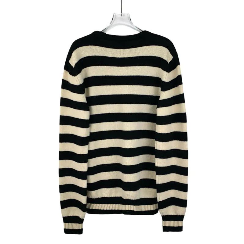 Yves Saint Laurent YSL Striped Wool Knit Sweater for Women 0089 Size L / US 10 / IT 46 - 2 Thumbnail