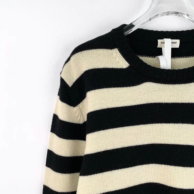 Yves Saint Laurent YSL Striped Wool Knit Sweater for Women 0089 Size L / US 10 / IT 46 - 3 Thumbnail