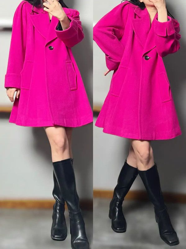 Yves Saint Laurent Yves Saint Laurent Bright Pink Wool Blend Coat 0089 Size ONE SIZE - 3 Thumbnail