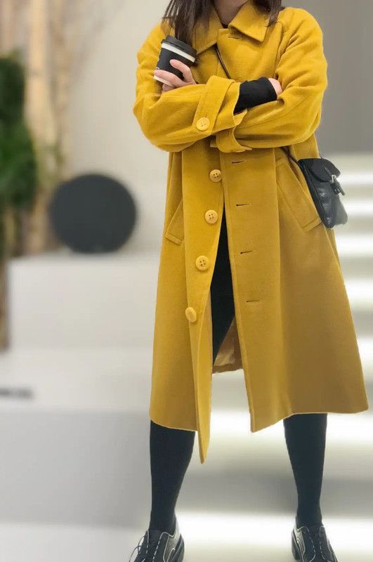 Yves Saint Laurent YSL Mustard Wool Women's Coat 0089 Size M / US 6-8 / IT 42-44 - 6 Thumbnail
